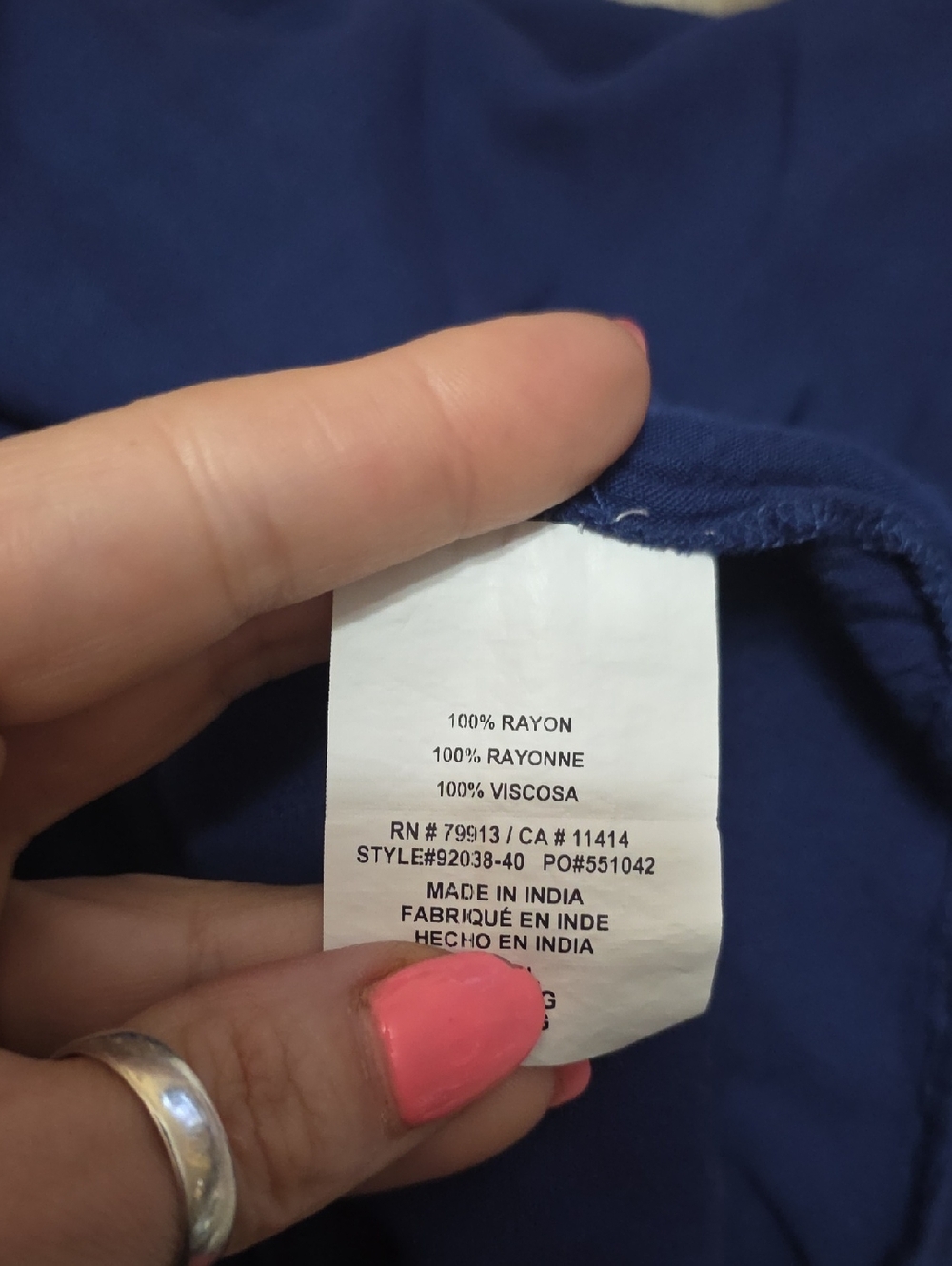 Navy Blue Maternity Split-Neck Drawstring Tunic - Picture 6 of 6